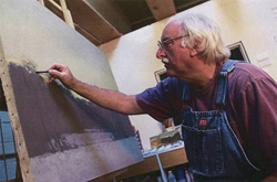 Russell Chatham at work on a painting